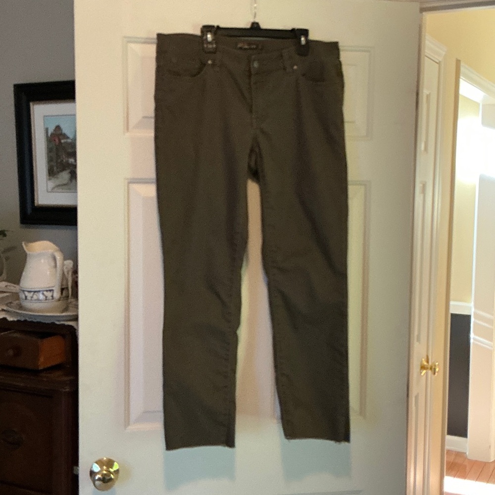 Prana Brown Straight Leg Jeans with Frayed Hem size 12/31